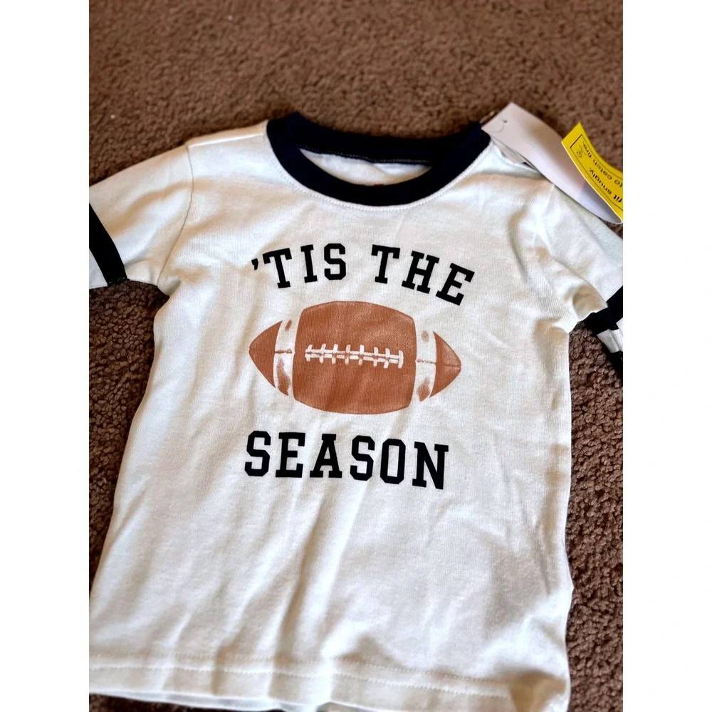 PJ Place Baby Football Pajama Set 9-12M‎ 'Tis the Season Plaid Cotton NWT